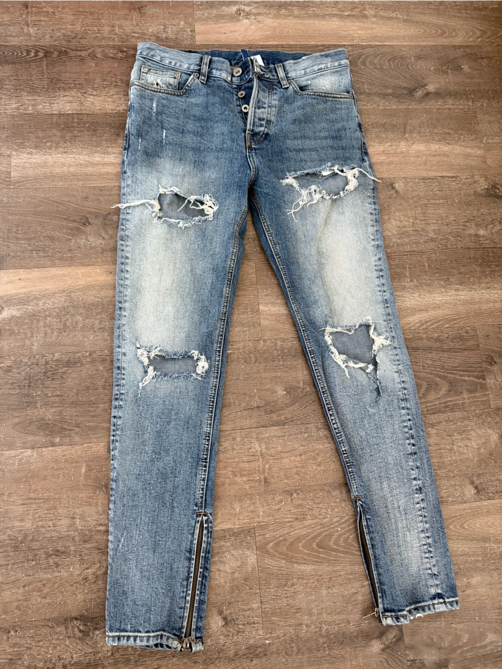 Men's Skinny Ripped Jeans - Light Blue Size 30